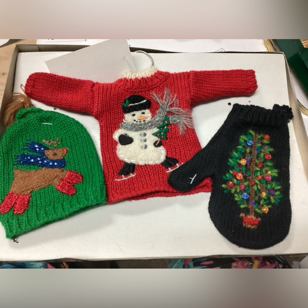 New Festive ugly sweater hat glove Knit Christmas Ornaments